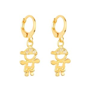Brinco Dourado de Argolinha Filho Pedras Zircônia