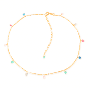 Colar Dourado Chocker Pontos de Luz Cristais
