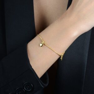 Pulseira Dourada Lisa com 3 Pingentes