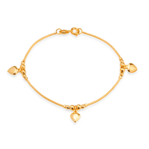 Pulseira Dourada Lisa com 3 Pingentes