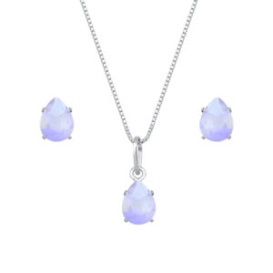 Conjunto Feminino de Gota Roxa em Zircônia Prata 925