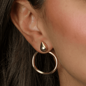 Brinco Dourado de Gota com Argola Banhado a Ouro 18K