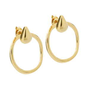 Brinco Dourado de Gota com Argola Banhado a Ouro 18K